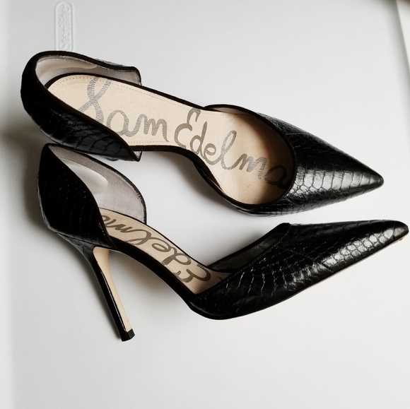 Sam Edelman Shoes - Sam Edelman Snake Skin Delilah Black Leather Pumps